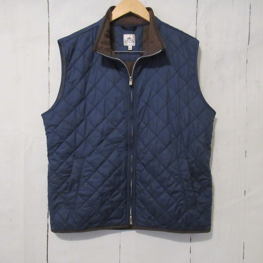 Peter Millar Vest L Blue Essex Quilted Zip Up Quiet Luxury Minimalist